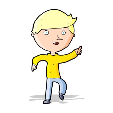 mutlu işaret eden karikatür