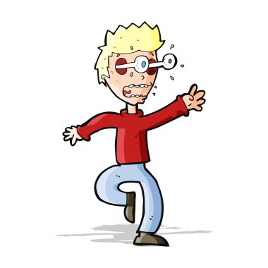 Çizgi film dehşete düşmüş gözleri fırlayan adam