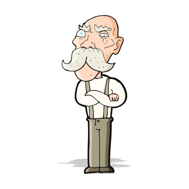 Çizgi film kızgın yaşlı adam.