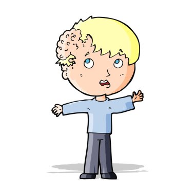 Kafasında büyüme olan çizgi film çocuğu.