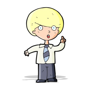 Çizgi film çocuğu soruyu cevaplıyor.