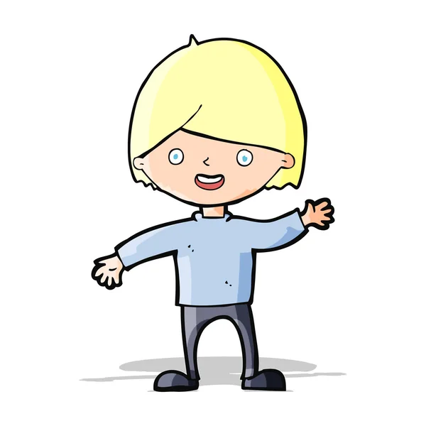 Cartoon waving boy — Stock Vector