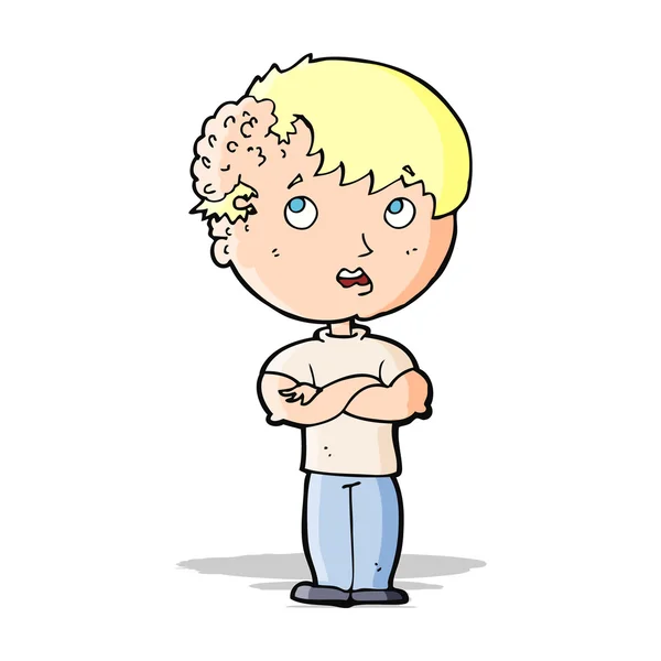 Cartoon Junge mit Wachstum auf dem Kopf — Stockvektor
