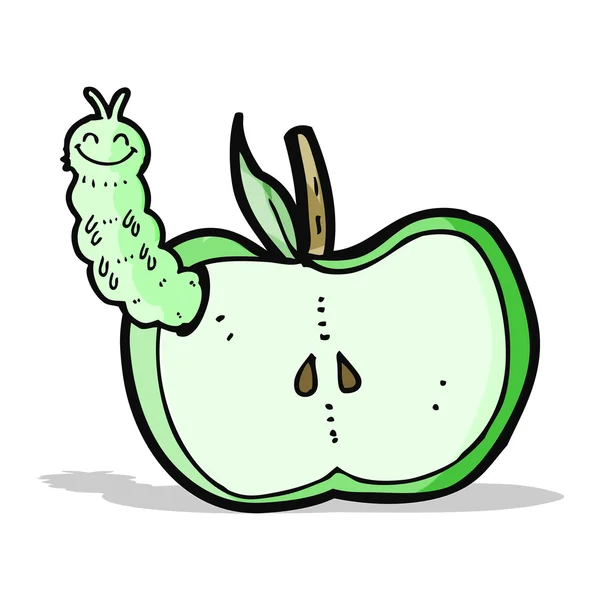 Manzana de dibujos animados con insecto — Archivo Imágenes Vectoriales