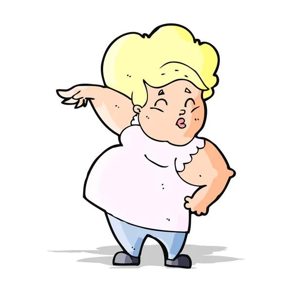 漫画幸せな太りすぎの女性 — ストックベクタ