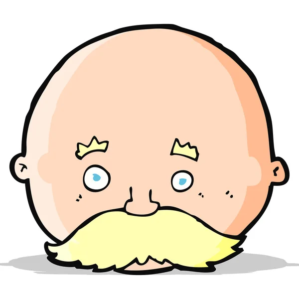 Hombre calvo de dibujos animados con bigote — Vector de stock