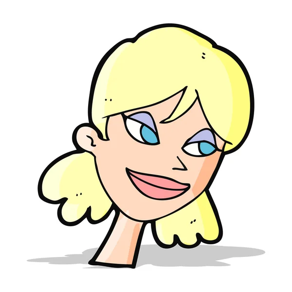 Cartoon happy female face — Stock Vector