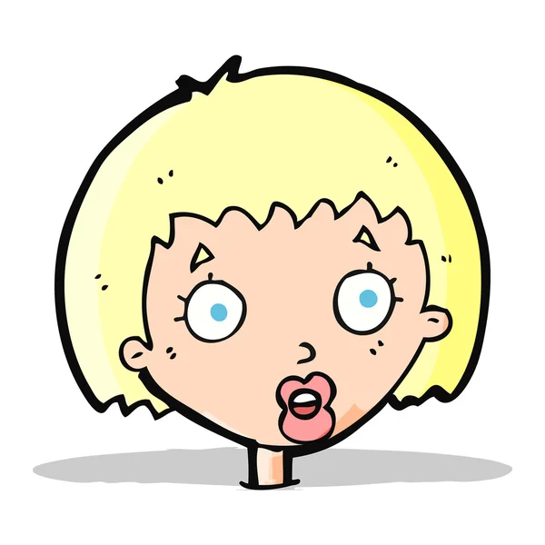 Cartoon surprised female face — Stock Vector