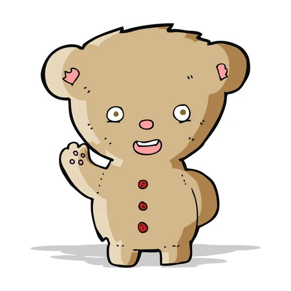 Dibujos animados oso de peluche ondeando — Vector de stock