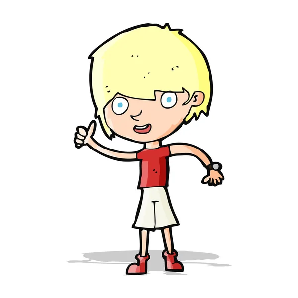 ポジティブな態度の漫画少年 — ストックベクタ