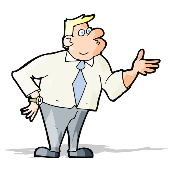 Cartoon businessman asking question — Stock Vector