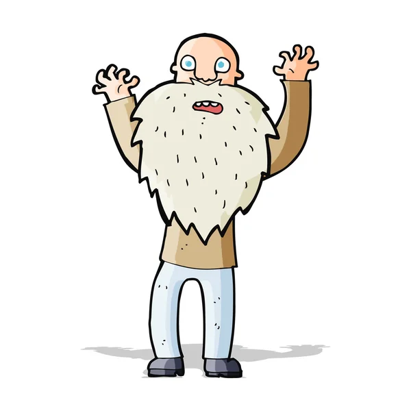 Kreskówka przestraszony stary człowiek z brodą — Wektor stockowy