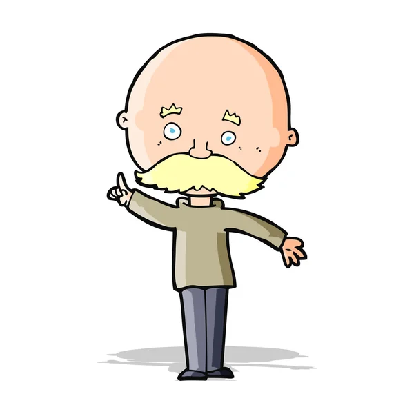 Cartoon bald man with idea — Stock Vector