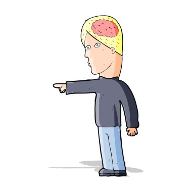 Çizgi filmdeki akıllı adam işaret ediyor