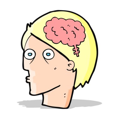 Beyin sembollü çizgi film başı