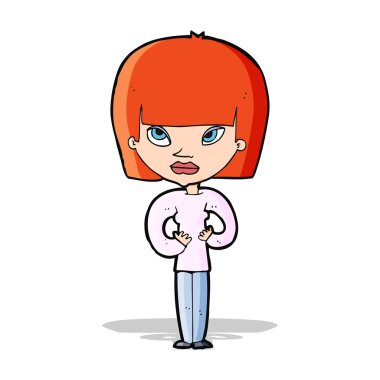 Çizgi filmdeki kadın kendine işaret ediyor.