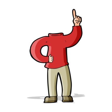 Karikatür başsız vücut ve yükseltilmiş el.