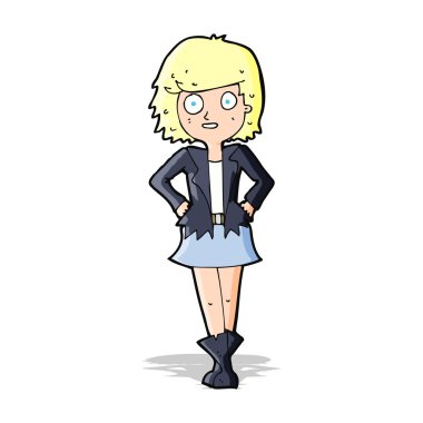 Ceketli karikatür kızı.