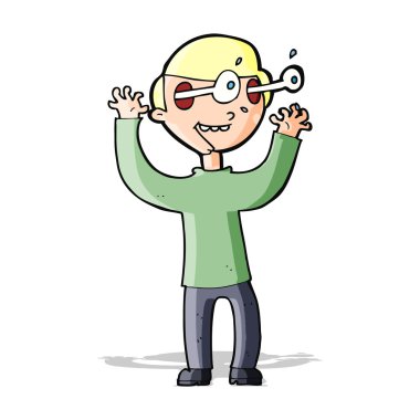 Çizgi filmdeki adamın gözleri yuvalarından fırlıyor.