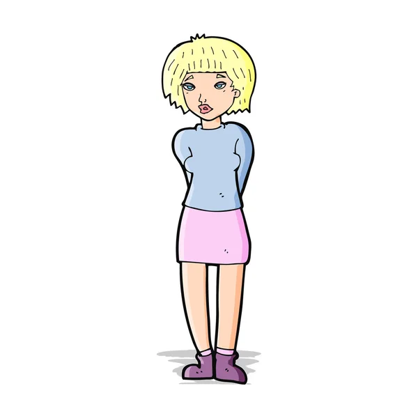 Cartoon verlegen vrouw — Stockvector