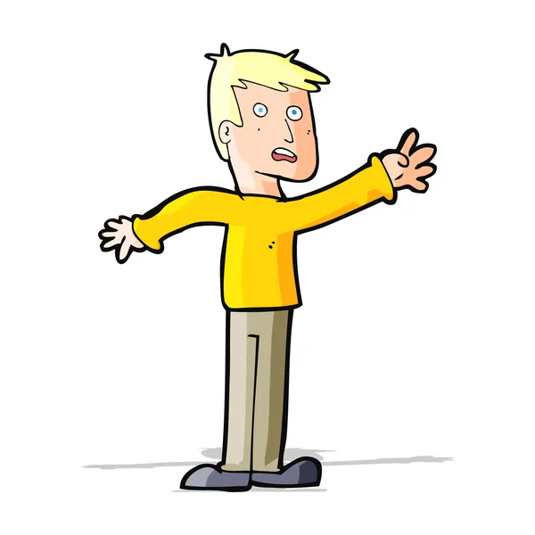 Cartoon bezorgd man bereiken — Stockvector