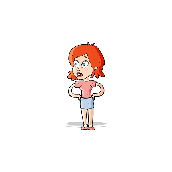 Cartoon woman with hands on hips — Stock Vector