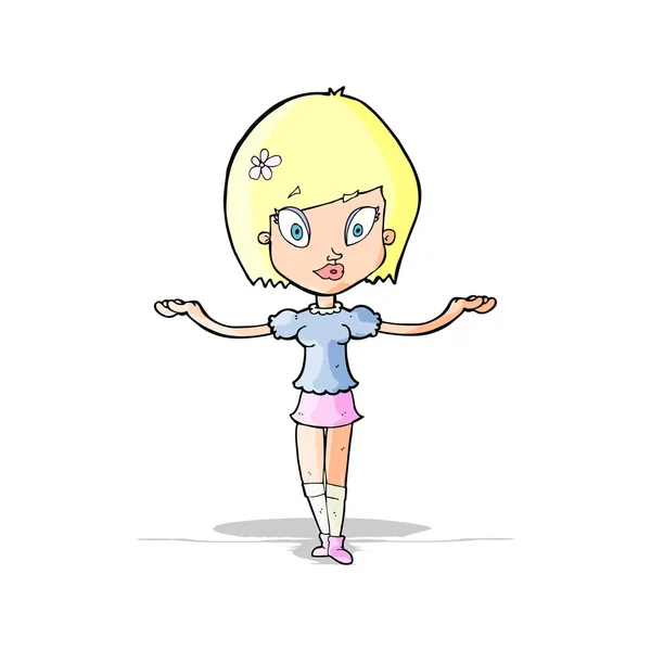 Cartoon vrouw maken balanceren gebaar — Stockvector