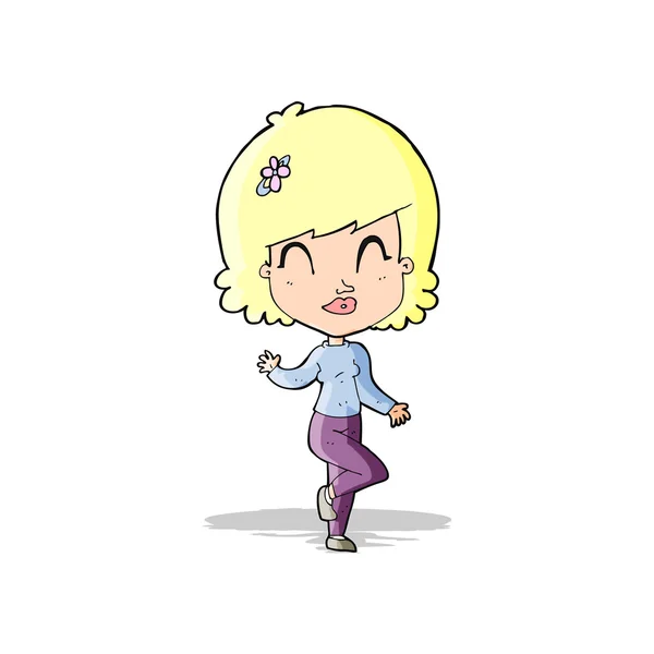 Mooie vrouw cartoon dansen — Stockvector