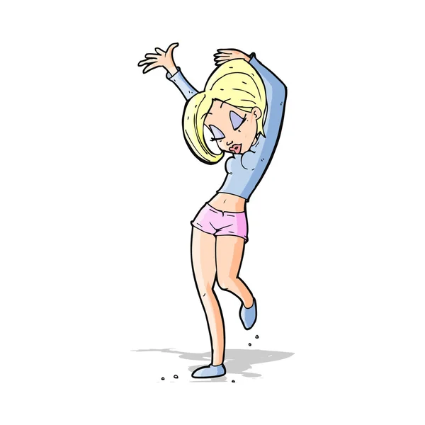 Cartoon pretty woman dancing — Stock Vector