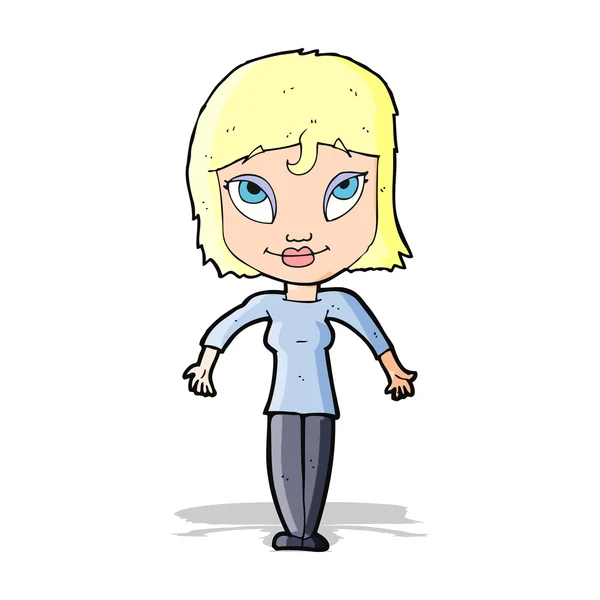 Cartoon meisje shrugging schouders — Stockvector