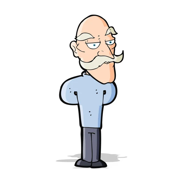 Cartoon oude man met snor — Stockvector