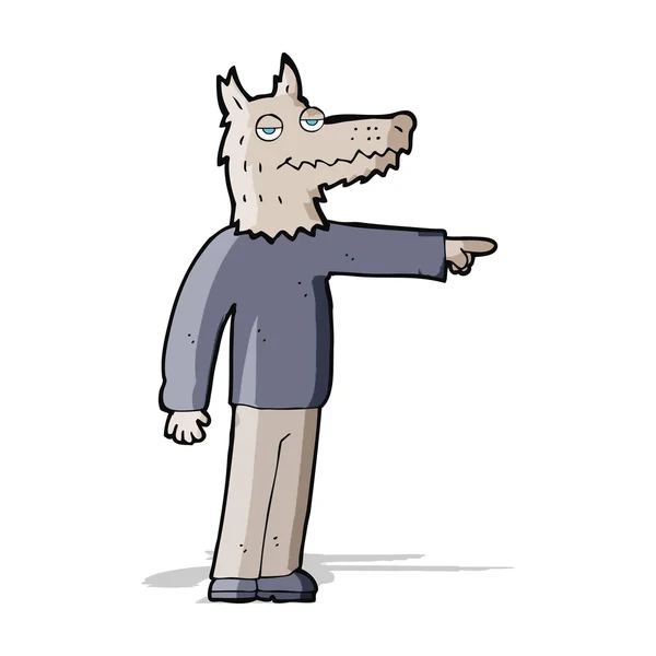 Hombre lobo de dibujos animados señalando — Vector de stock