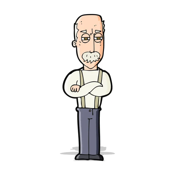 Dibujos animados hombre viejo molesto — Vector de stock