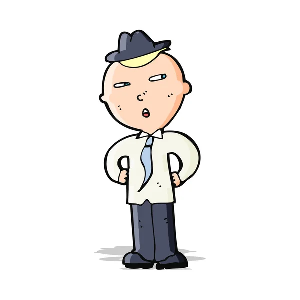 Homem dos desenhos animados usando chapéu — Vetor de Stock