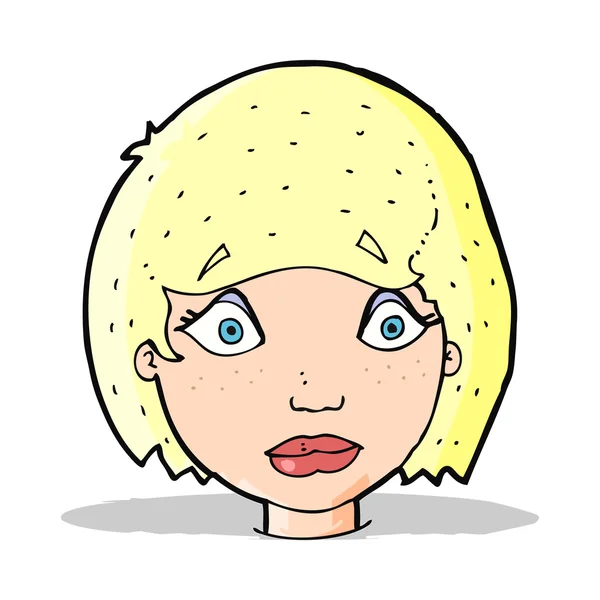 Cartoon worried female face — Stock Vector