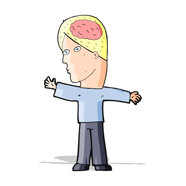 Hombre de dibujos animados con cerebro — Vector de stock