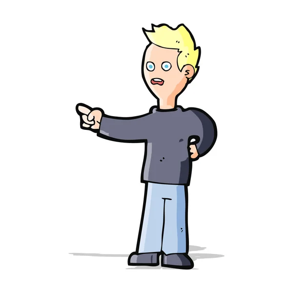 Cartoon geschokt jongen wijzen — Stockvector