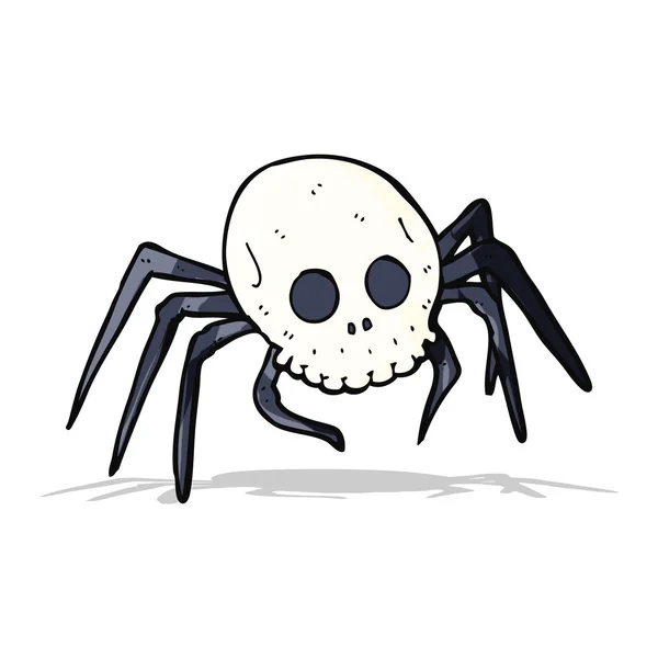Dessin animé effrayant halloween crâne araignée — Image vectorielle