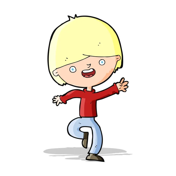 Cartoon glücklicher Junge tanzt — Stockvektor