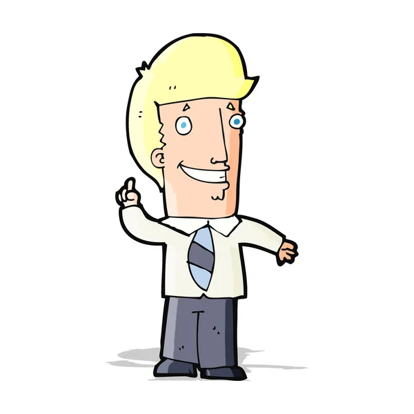 Hombre de oficina de dibujos animados con idea — Vector de stock