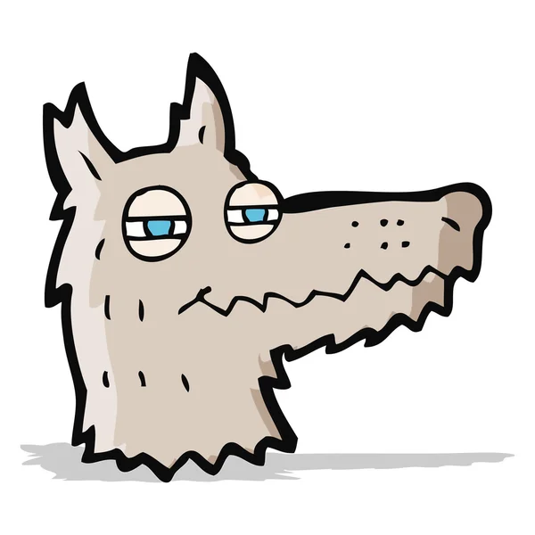 Desenho animado presunçoso lobo rosto — Vetor de Stock
