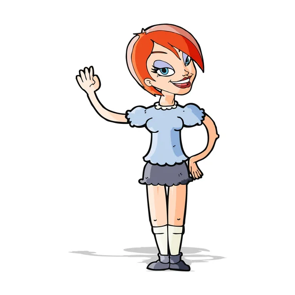 Femme Heureuse De Dessin Animé En Jupe Courte Image