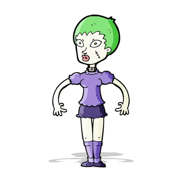 Desenho animado mulher monstro zumbi — Vetor de Stock