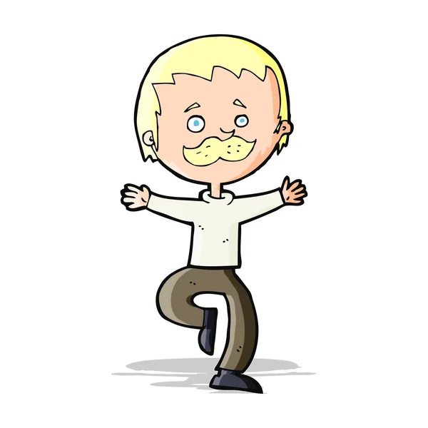 Cartoon tanzender Mann mit Schnurrbart — Stockvektor