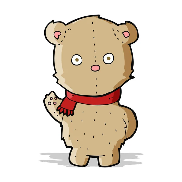 Urso de pelúcia dos desenhos animados usando cachecol —  Vetores de Stock