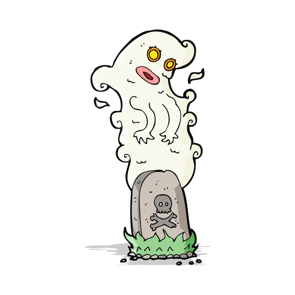 Fantasma de dibujos animados saliendo de la tumba — Vector de stock