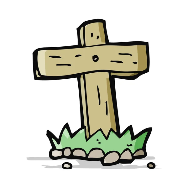 Dessin animé croix en bois tombe — Image vectorielle