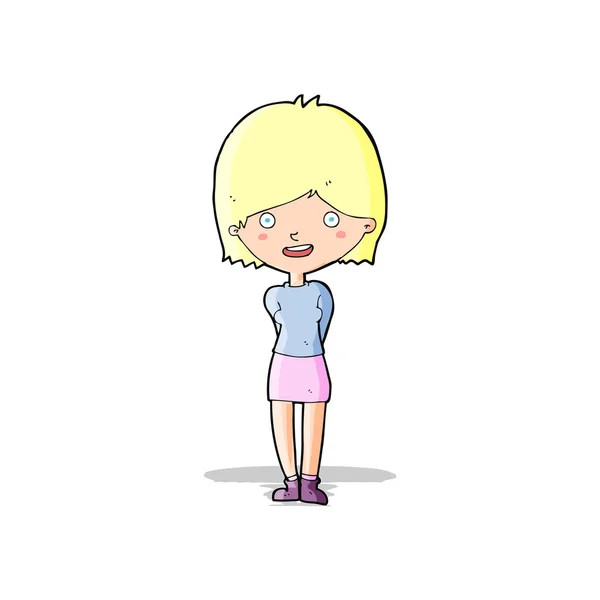 Mujer amigable de dibujos animados — Vector de stock