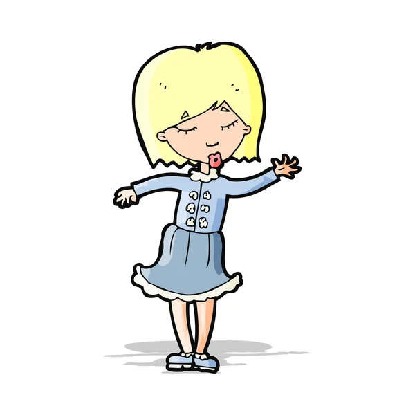 Cartone animato donna che saluta — Vettoriale Stock