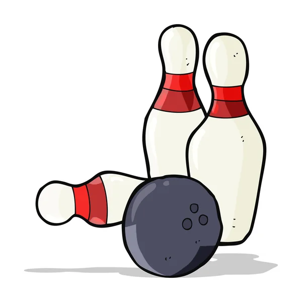 Tien pin bowling cartoon — Stockvector